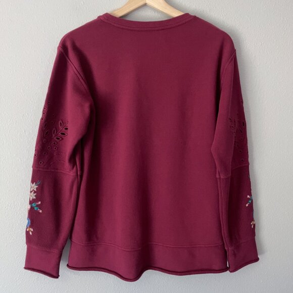 Johnny Was Isadora Thermal Sweatshirt Embroidered Floral Boho Size S - Picture 2 of 12